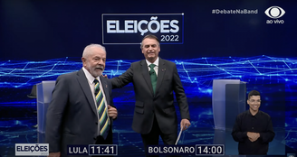 Bolsonaro toca ombro de Lula no debate da Band