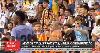 Matéria na GloboNews mostrou Vini Jr. sendo alvo de insultos raciais de torcedores do Valencia