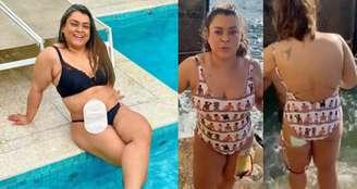 Preta Gil com a bolsa de colostomia na piscina e no sonhado mergulho no mar de Salvador
