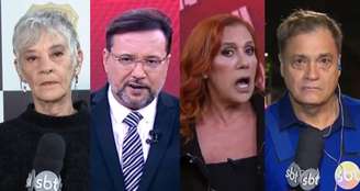 O apresentador Geraldo Luís entre Fátima Souza, Rita Cadillac e Tony Ramos: boa equipe reunida para o telejornal popular