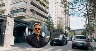 Em cena de 'Três Graças', o carro importado de Santiago Ferette (Murilo Benício) na rua Frederic Chopin, no Jardim Europa