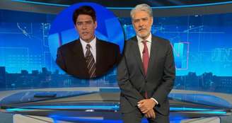 Bonner em seus últimos dias no 'JN' e, no destaque, em 1996: audiência caiu, mas o poder de influência se manteve