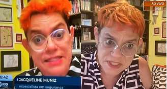 A professora Jacqueline Muniz em participações na TV: tentativa de ridicularização ao ligada ao jornalismo da Globo e GloboNews