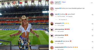 Vini Jr se empolga após vitória do Brasil e elogia look de Virginia em publicação no Instagram
