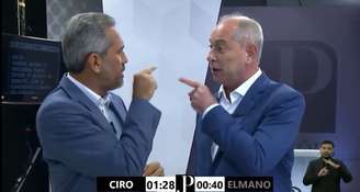 Elmano de Freitas e Ciro Gomes discutem durante debate no Ceará.