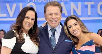 Silvia e Patrícia Abravanel com o pai e patrão Silvio Santos: ciúme nos bastidores do poderoso clã do SBT