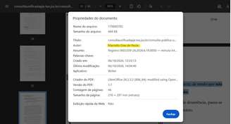 Advogado de Anthony Garotinho aparece como "autor" em metadados de parecer do vice-procurador-geral Eleitoral em processo no TSE