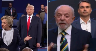 Internautas apontaram semelhança entre postura de Flávio e Trump em debates