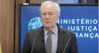 Ministro da Justiça e Segurança Pública, Ricardo Lewandowski, durante coletiva de imprensa nesta terça-feira, 30