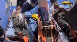 Vídeo publicado pela equipe mostra o cantor sendo levado em maca para atendimento médico
