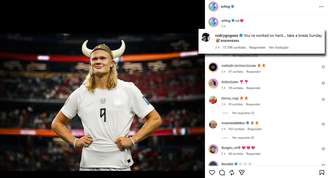 Atacante Rodrygo, do Real Madrid, brincou com Haaland em postagem nas redes sociais –