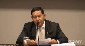 O vice-presidente Hamilton Mourão em evento virtual promovido pelo Instituto General Villas Boas 