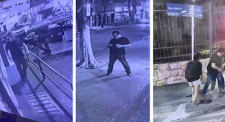 Câmeras de segurança flagraram o assalto ao advogado criminalista Luiz Fernando Sá e Souza Pacheco no centro de São Paulo