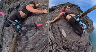 Influenciadora gravou a própria queda 