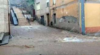 Inundação em Bitti, na Sardenha, sul da Itália