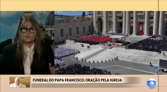 Ilze Scamparini durante transmissão do funeral do papa Francisco