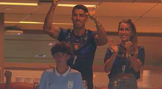 Luis Suárez em comemoração do primeiro gol do Uruguai.