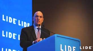 O ministro do STF, Alexandre de Moraes, esteve com sua esposa, Viviane Barci, no 24º Fórum Empresarial do Lide em agosto de 2025.