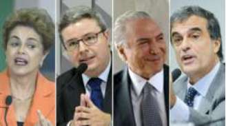 Cardozo (à dir.) rebateu relatório de Anastasia (2º à esq.); Temer pode substituir Dilma em breve