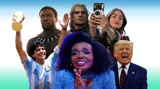 Acima, Pantera Negra, The Witcher e Emily in Paris; abaixo, Maradona, Thelma do BBB20 e Donald Trump: destaques nas listas de buscas do Google
