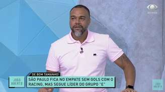 Denílson analisando o empate do São Paulo contra o Racing pela terceira rodada da fase de grupos da Libertadores 2021 (Reprodução / Band)