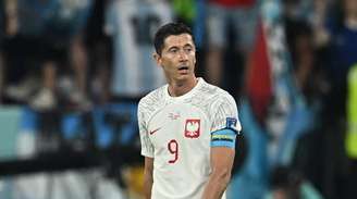 Robert Lewandowski  durante a partida entre Polônia e Argentina na Copa do Mundo do Catar