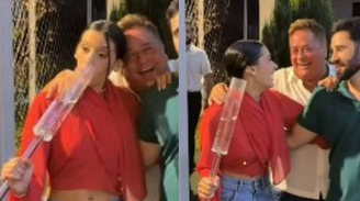 Ana Castela ao lado do sogro, Leonardo