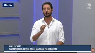 O candidato Gabriel Azevedo (MDB) foi sabatinado por jornalistas após os adversários se ausentarem