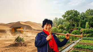 Imagem produzida por IA do deserto da China