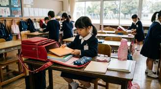 Em muitas escolas japonesas, os próprios alunos participam da limpeza de salas, corredores e outras áreas.