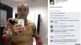 Imagem viralizou nas redes sociais, mas foi apagada do perfil do policial