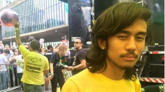 Kim Kataguiri, coordenador nacional do MBL, durante protesto contra a presidente Dilma na avenida Paulista