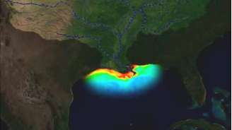 Golfo do México é cercado pelas costas de Cuba, Estados Unidos e México. A 'zona morta' fica na foz do rio Mississipi, perto de Nova Orleans 