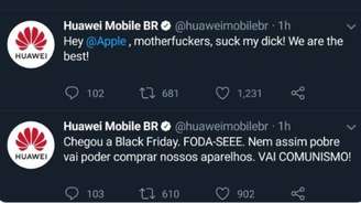 Mensagens postadas no perfil brasileiro da Huawei 