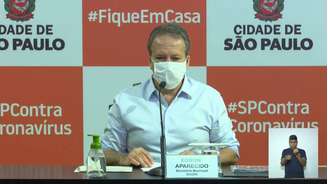 O secretário de Saúde da cidade de São Paulo, Edson Aparecido, durante coletiva on-line