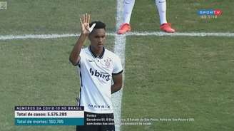 Jogadores do Corinthians Sub-20 em protesto (Imagem: Reprodução/SporTV)