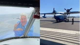 O apresentador norte-americano Jay Leno saiu por compartimento do avião em movimento