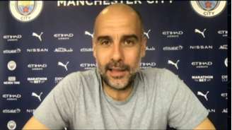 O treinador de futebol Pep Guardiola durante participação no evento Expert XP.