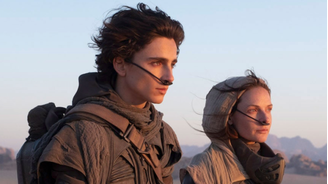 Timothée Chalamet e Rebecca Fergunson em cena de "Duna"