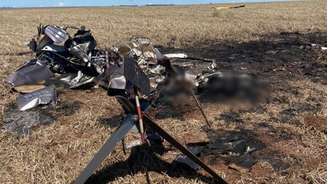 O helicóptero caiu e explodiu em uma fazenda de Ponta Porã, na fronteira do Brasil com o Paraguai