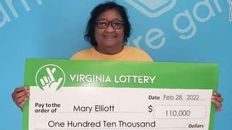 Mary Elliot ganhou US$ 110 mil na loteria estadual.