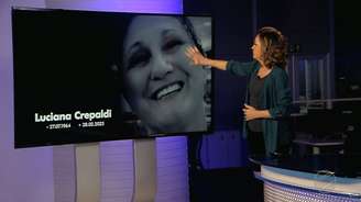 A apresentadora Lucimar Lescano se emociona ao noticiar a morte da chefe e amiga Luciana Crepaldi