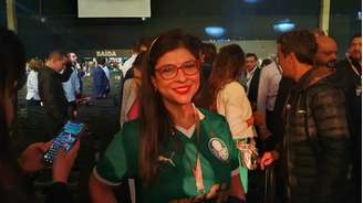 Juliana Canoli, trabalha com tecnologia, é fã de Abel Ferreira e foi com camisa do Palmeiras acompanhá-lo na Expert XP.