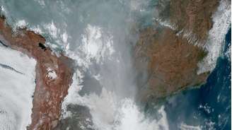 Imagem de satélite mostra nuvens sobre o Rio Grande do Sul no dia 12 de setembro de 2024