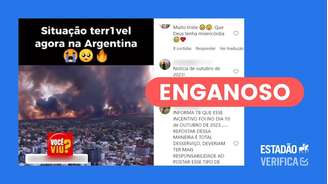 Vídeo que mostra incêndio na cidade argentina Villa Carlos Paz, na província de Córdoba, foi gravado em 10 de outubro de 2023.