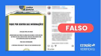 Informativo mente ao tentar se passar por um comunicado oficial da Justiça Eleitoral.