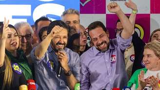 Ricardo Nunes (MDB) e Guilherme Boulos (PSOL) votando hoje