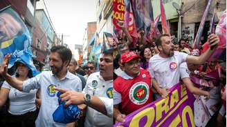 Ricardo Nunes (MDB) e Guilherme Boulos (PSOL) fazem caminhada em Heliópolis no último dia de campanha do segundo turno em São Paulo.