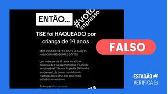 É falso que sistema do TSE foi hackeado, informou a PF em seu site.