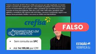 Anúncio falso de empréstimo da Crefisa direciona usuário a site fraudulento